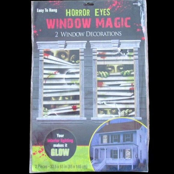 Halloween Horror Eyes 3 Window Magic Decorations Easy to Hang 33.5 x 65 in - Picture 9 of 9